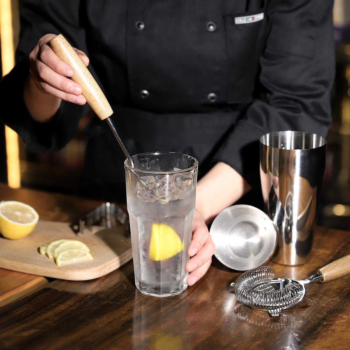 Cocktail Shaker Set with Stand, Mixology Bartender Kit for Drink Mixing | Mixology Set with 7 Bar Set Tools Cocktail Kit