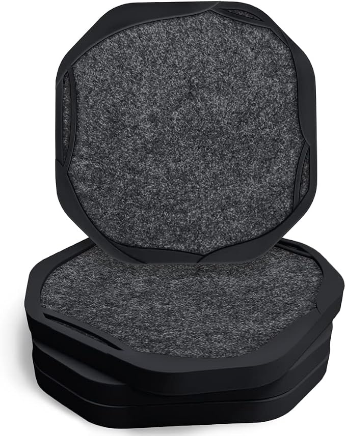 UMIRRO Absorbent Felt & Silicone Coasters Set of 6 with Holder, Blue Coast - 14. Black Sand