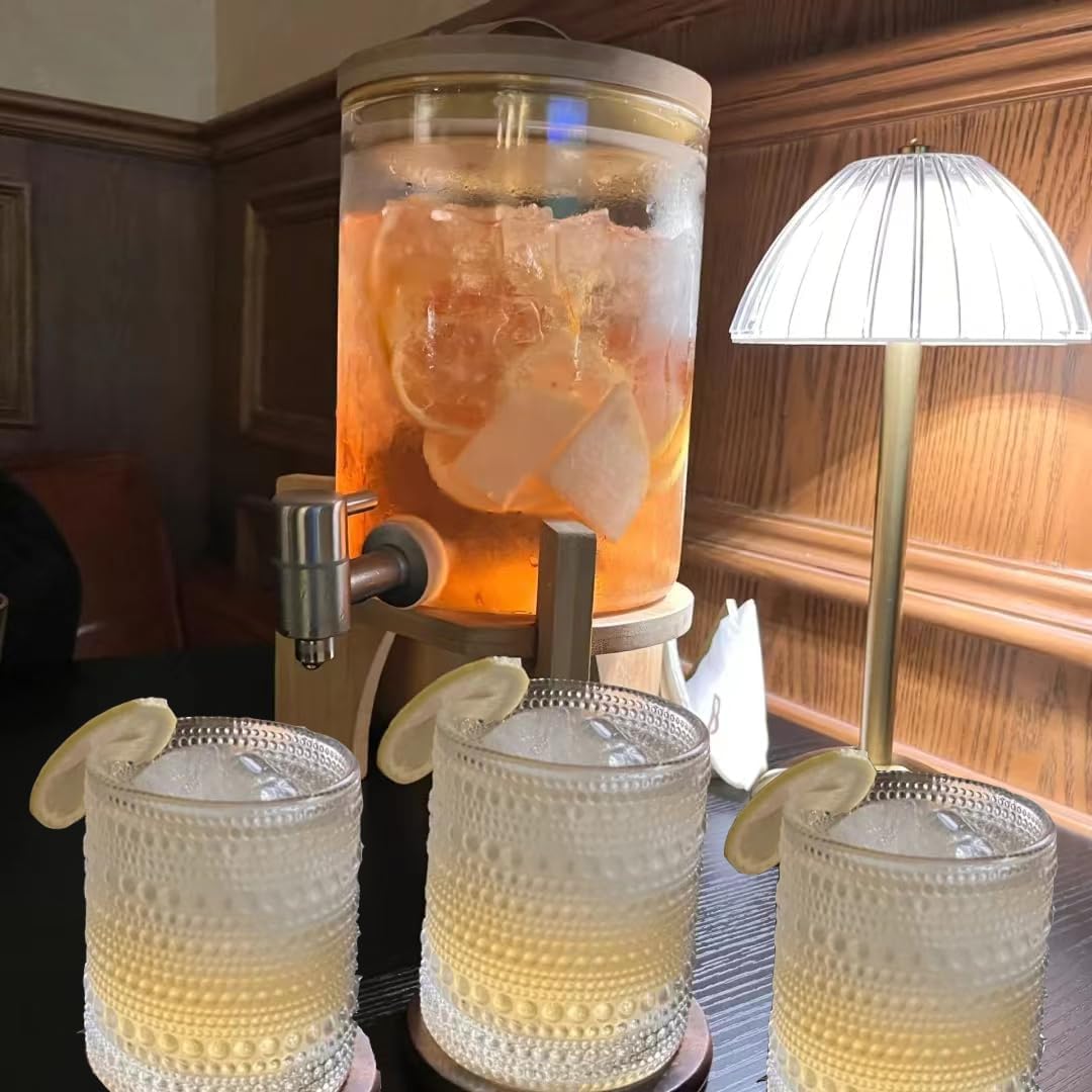 Hobnail Drinking Glasses Set of 6, 10 oz, Cocktail Glasses Vintage Glasses Drinking Set Glass Cups Mixed Drinkware Set Vintage Glassware Set for Juice, Cocktail, Whisky, Soda, Beverages. Clear