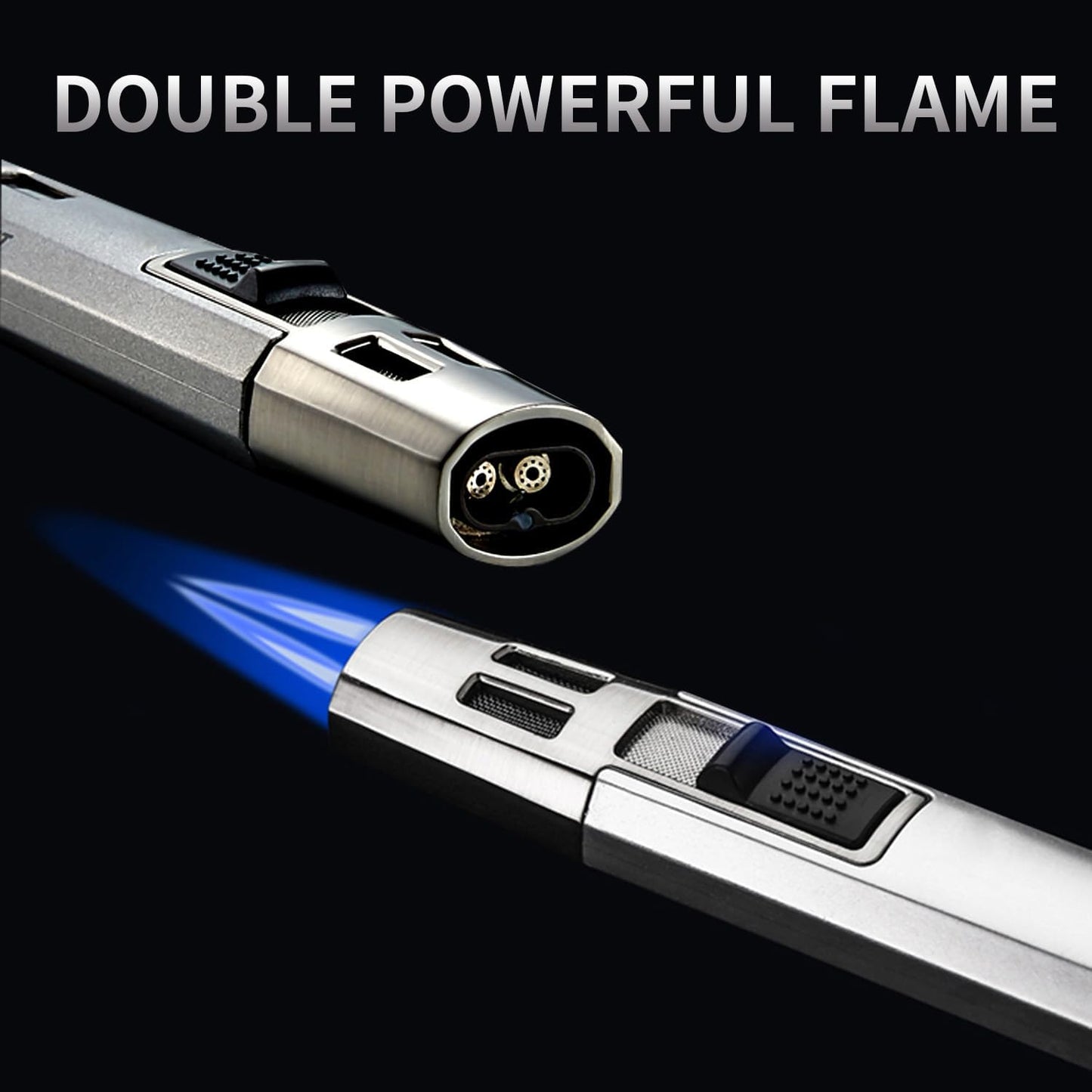 Zoocura Torch Lighter Butane Lighter Refillable Jet Flame Torch Lighters Windproof Gas Long Torch Lighter Adjustable Butane Pen Lighter for Candles Grill BBQ Stove Camping(Gas Not Included)