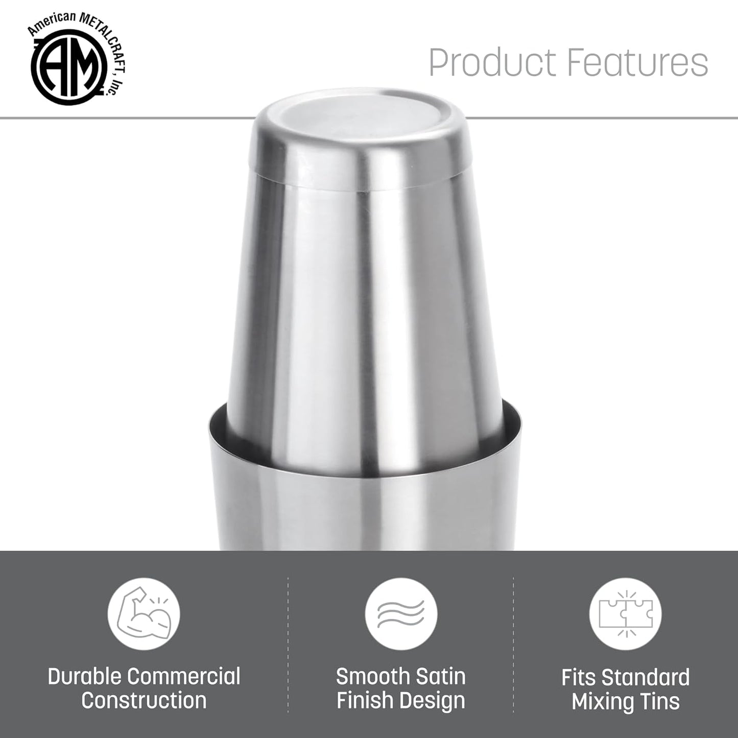 American Metalcraft BSSET Boston Shaker Set, Stainless Steel, Weighted, 18 oz. and 28 oz.