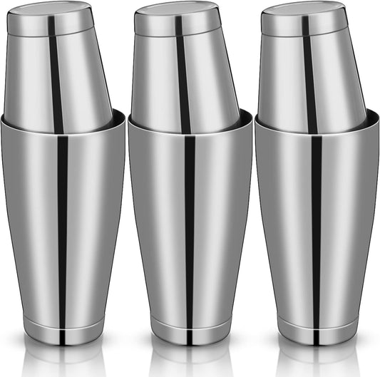 Sabary 6 Pcs Shakers Bartending Boston Cocktail Shaker, Silver - Silver