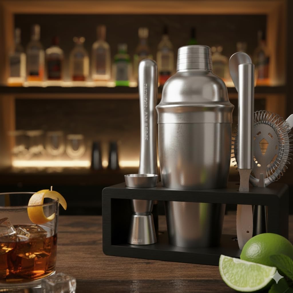 Highball & Chaser Cocktail Shaker Set: Bartender Kit for Home Bar Mixology Cocktail Bar Set Plus E-Book with 30 Recipes (Silver)