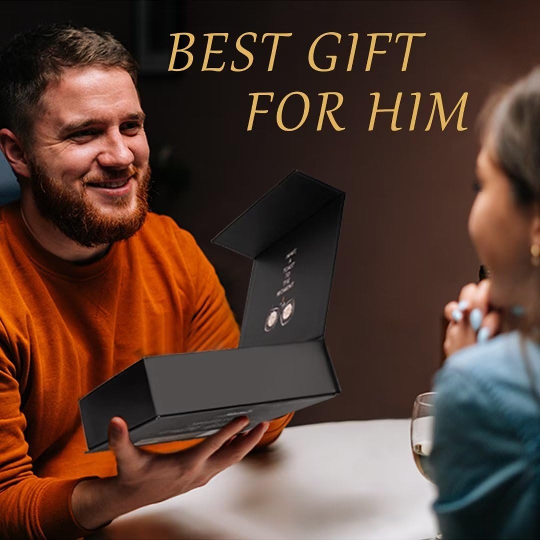 Whiskey Balls Reusable 55mm, Father's Day Bourbon Gifts for Men, Whiskey Ice Stones with Tongs, for Dad Who Has Everything, Anniversary Birthday Gifts for Boyfriend Grandpa Him Husband from Wife