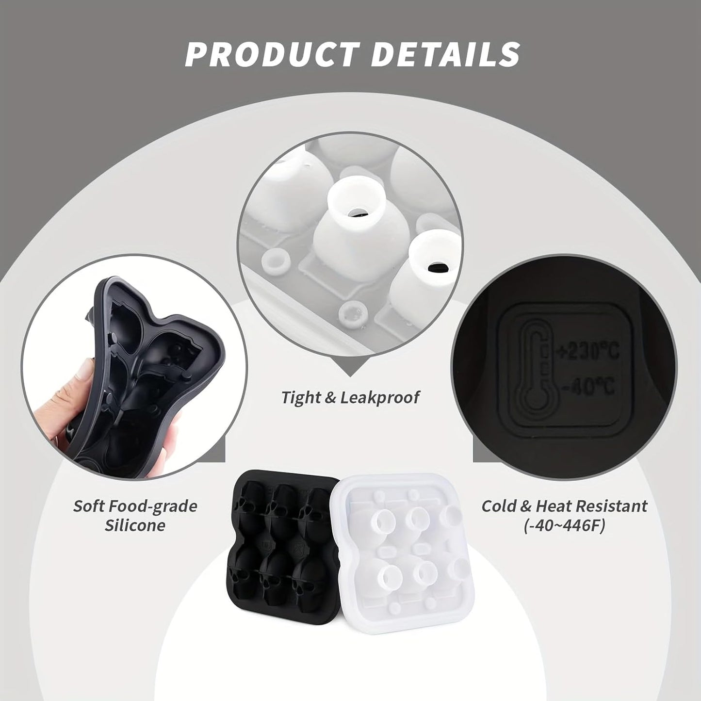 Skull Ice Cube Mold, 6-Cavity Silicone Ice Tray for Whiskey, Cocktails, and Beverages, Food-Grade Flexible Ice Maker for Halloween & Party Drinks, Easy Release & Dishwasher Safe