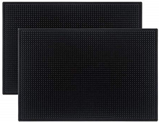 Tebery 2 Pack Black Bar Mat, 18" x 12" Rubber Dish Drying Mat for Countertop, Non Slip Cocktail Service Spill Mats for Bartending, Coffee Bar Mats Accessories for Home Kitchen