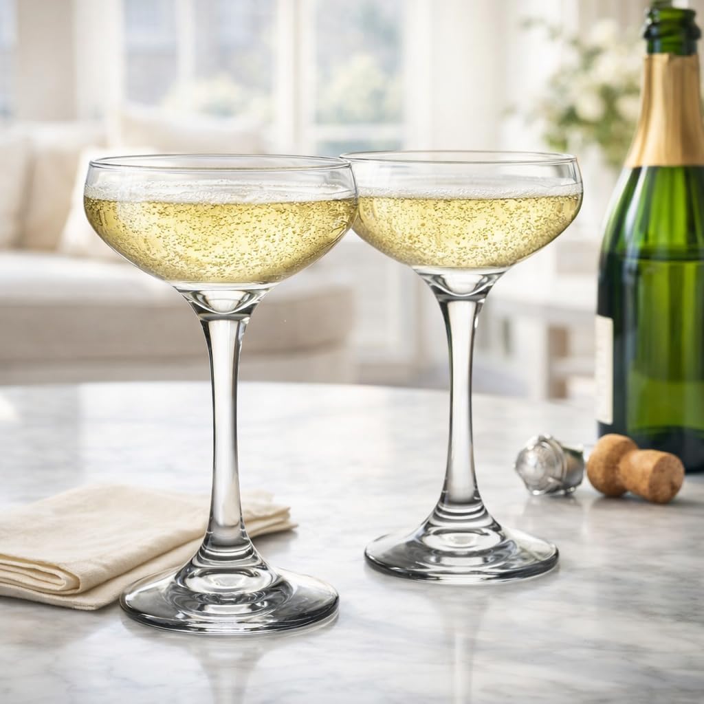 HISTORY COMPANY The 1930 Literary Round Table Cocktail Coupe – Algonquin-Inspired 2-Piece Set for Craft Cocktails & Champagne (Gift Box Collection)
