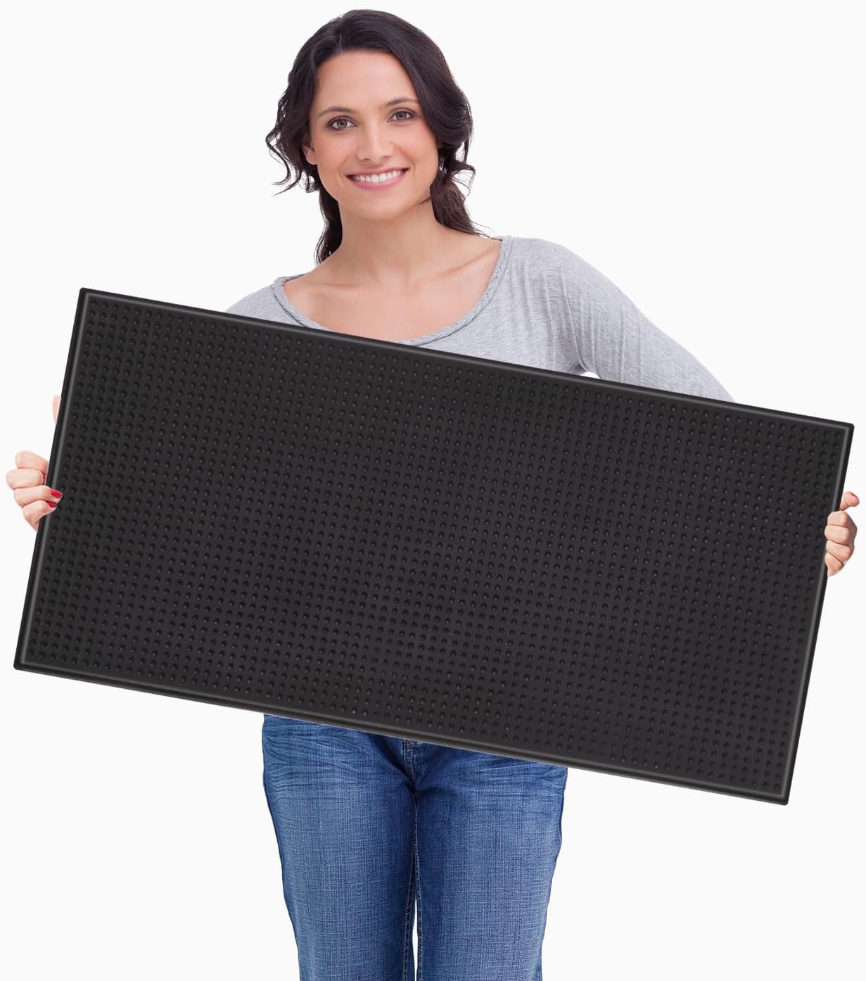 1 Pack Bar Mat, Dish Drying Mat, Large 31.5in x 12in Rubber Thick Durable Service Bar Mat for Home Kitchen Countertop Mat, Espresso Coffee Bar Mat, Black