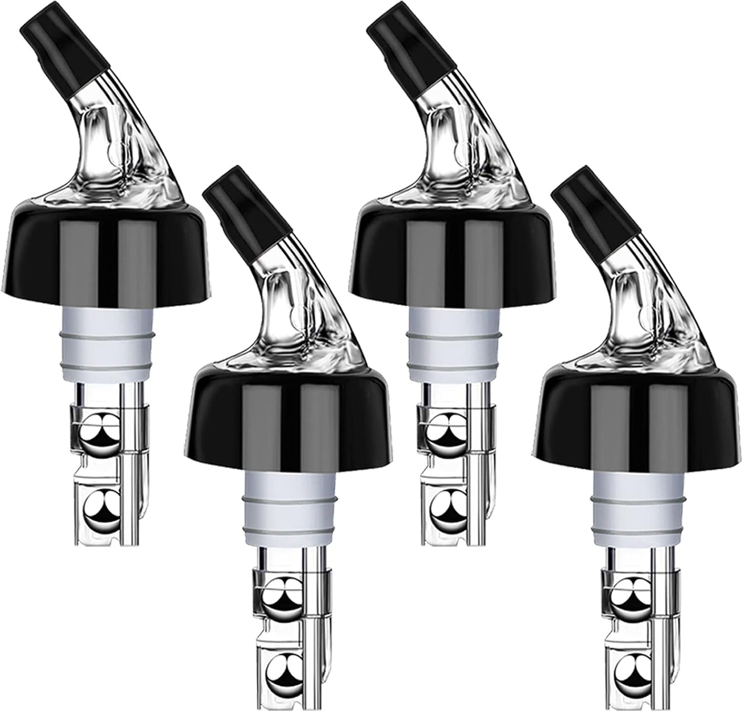 Automatic Measured Bottle Pourer - Quick Shot Spirit Liquor Pour Spouts with Dust Caps for Wine Cocktail Beverages - Ideal Home Bar Tools 1 oz / 30ml (Clear, 4 Pack)