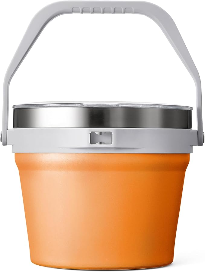 7L Insulated Ice Bucket with Lid，Double Wall Vacuum Stainless Steel Beverage Bucket Keeps Frozen Longer，Holds 6 Longnecks or 3 Bottles of Wine，for Cocktail, Champagne(No Accessories, Black) - Orange