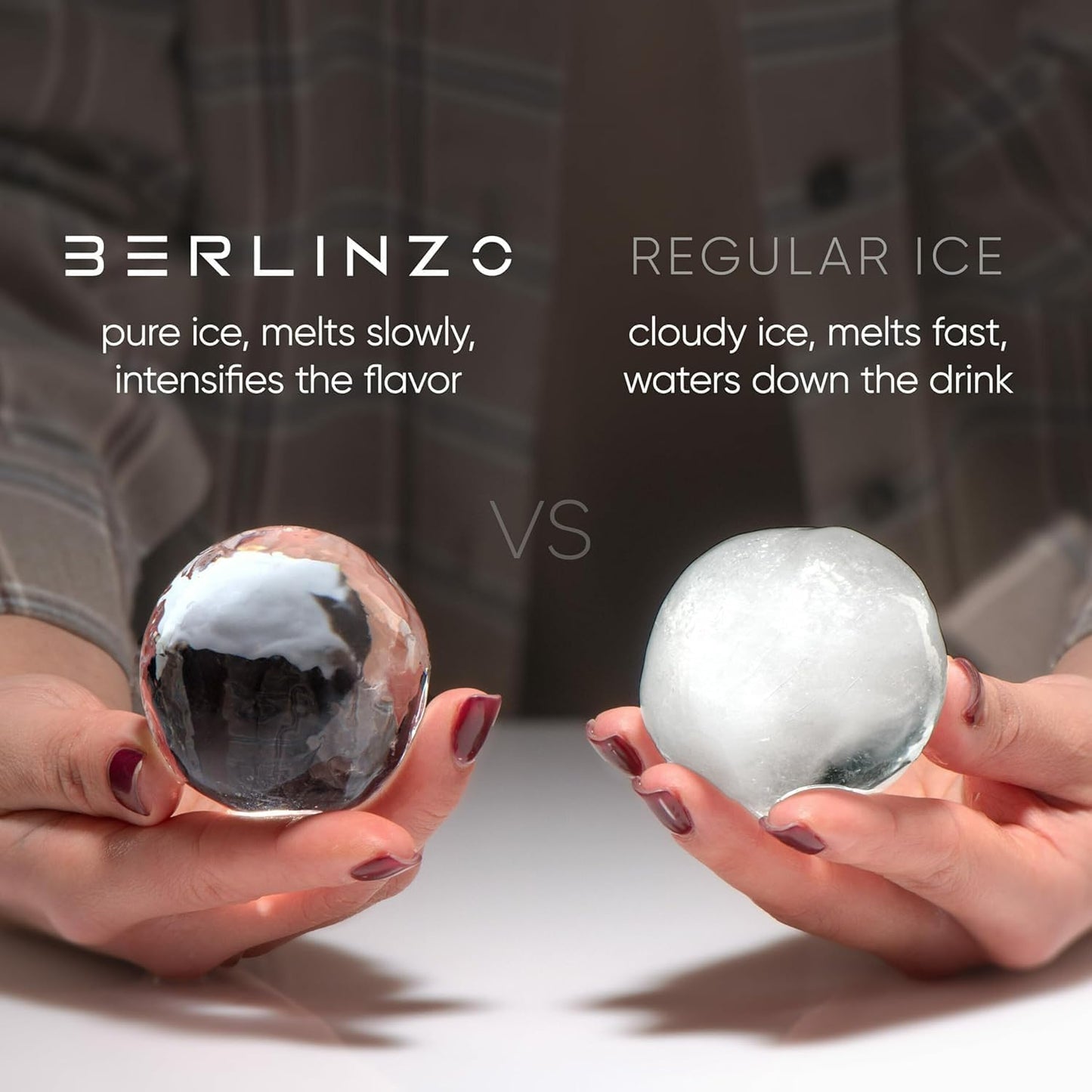 Berlinzo Clear Ice Ball Maker Mold - 2 Large 2.4-inch Crystal Clear Ice Balls for Whiskey Cocktail - New Easy-to-Remove Ice Sphere Mold, 2 Round Ice Spheres (Non-Electric)