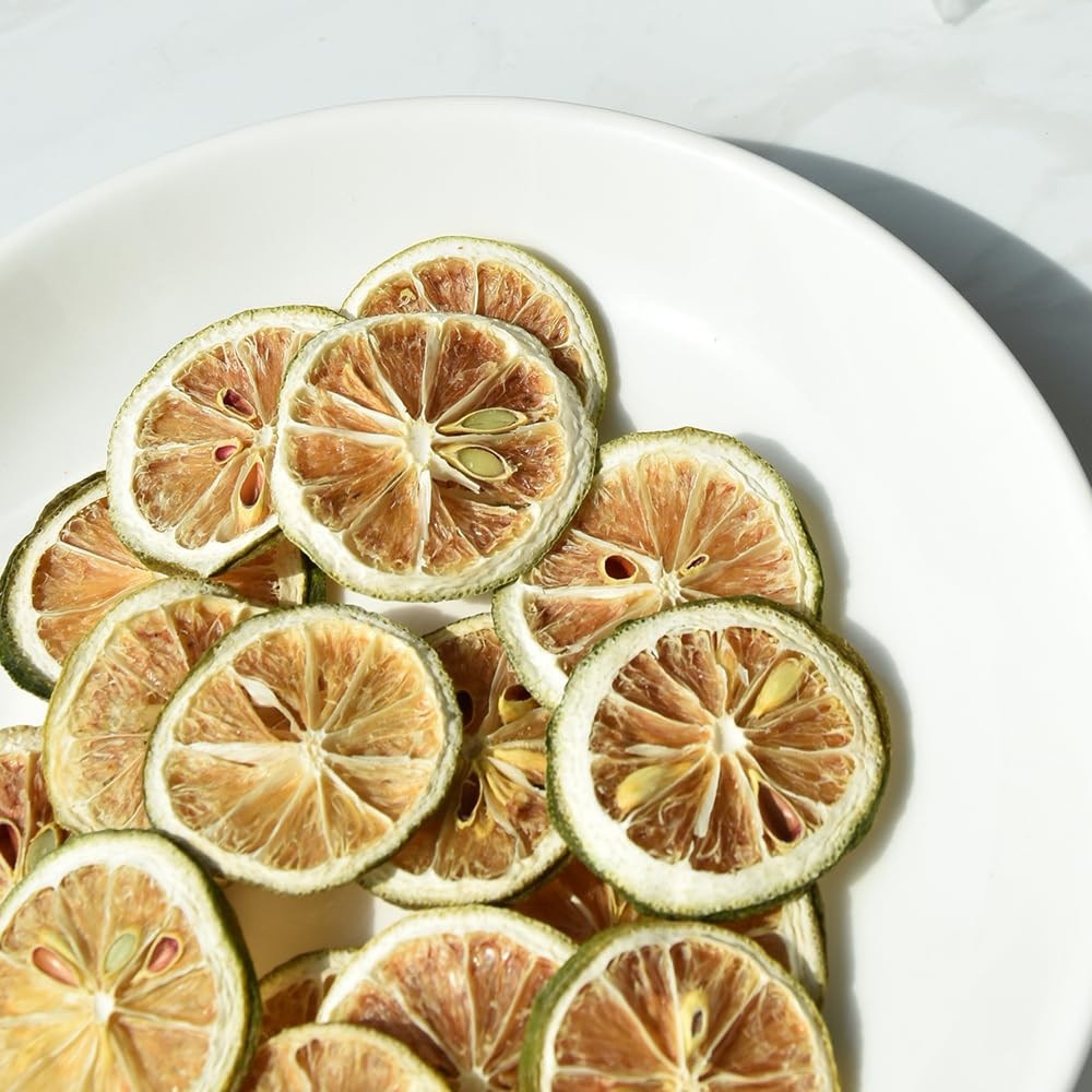 Dried Lime Slices 3.52oz/100g, Dehydrated Dry Lime For Cocktails, 100% Natural & No Additives, No Sugar Added (3.52 oz)