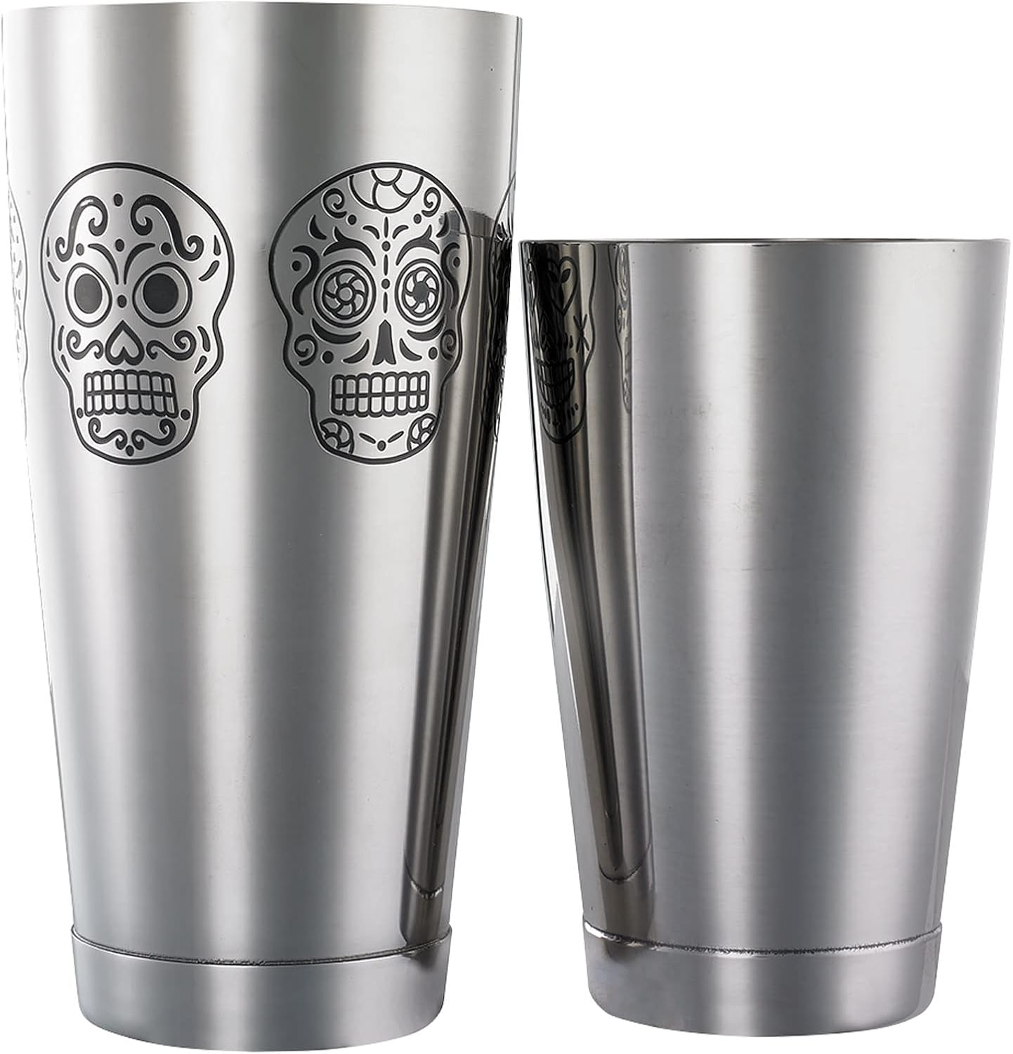 Barfly Skull Cocktail Shaker Tin Set (18 oz and 28 oz),Stainless Steel, Skull,M37009SKU