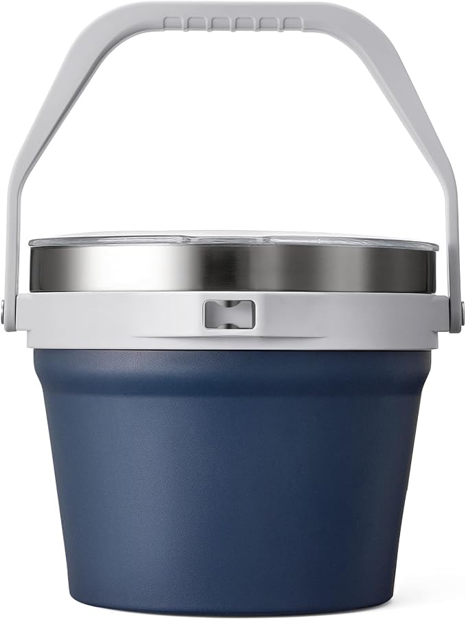 7L Insulated Ice Bucket with Lid，Double Wall Vacuum Stainless Steel Beverage Bucket Keeps Frozen Longer，Holds 6 Longnecks or 3 Bottles of Wine，for Cocktail, Champagne(No Accessories, Black) - Navy