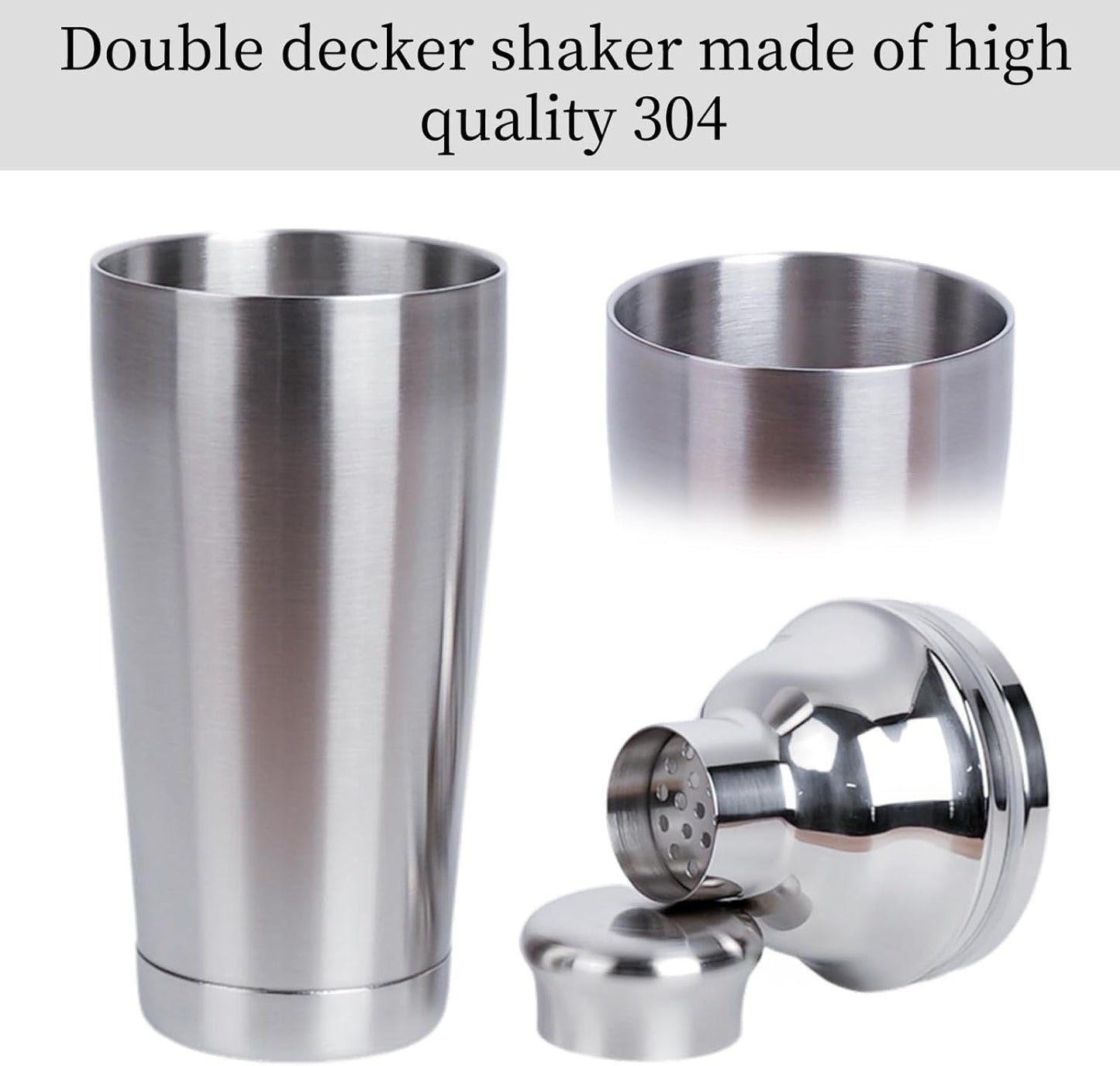21oz Cocktail Shaker - Insulated Double Wall, Martini Shaker, Drink Shaker, No Stuck Twist Lid, Leakproof, Built-in Strainer, Perfect for Home Bar