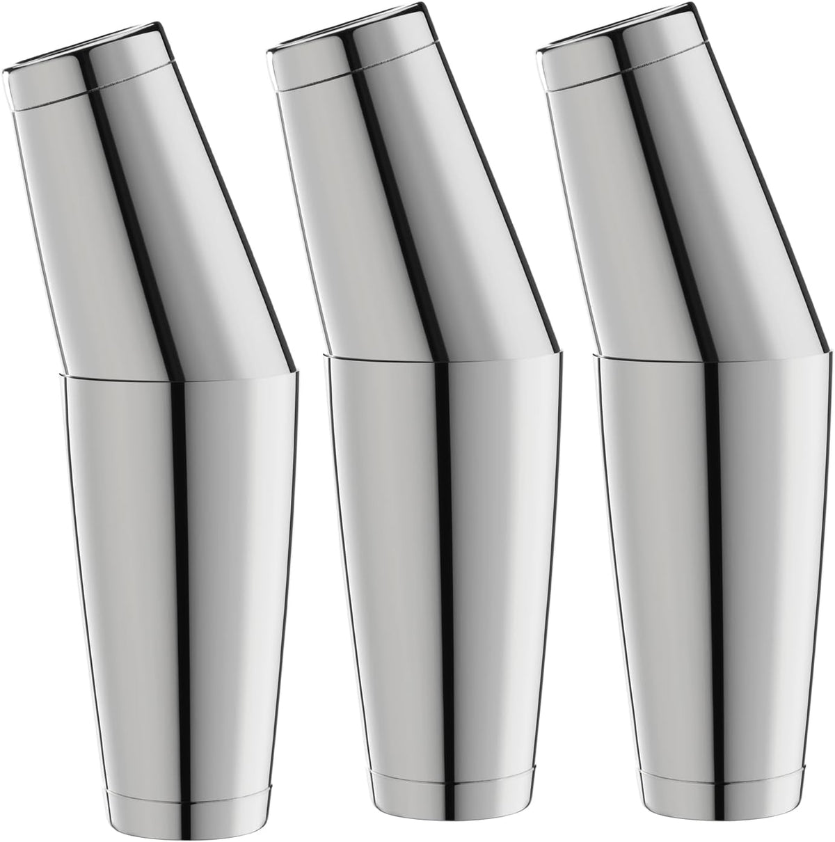 WOTOR Boston Cocktail Shaker Set, 18 oz & 28 oz Stainless Steel Weighted Shaker Tins, Metal Martini Shaker Drink Mixer for Bartending, professional Bar Tools for Bartender （Sliver） - Silver / 3 pack