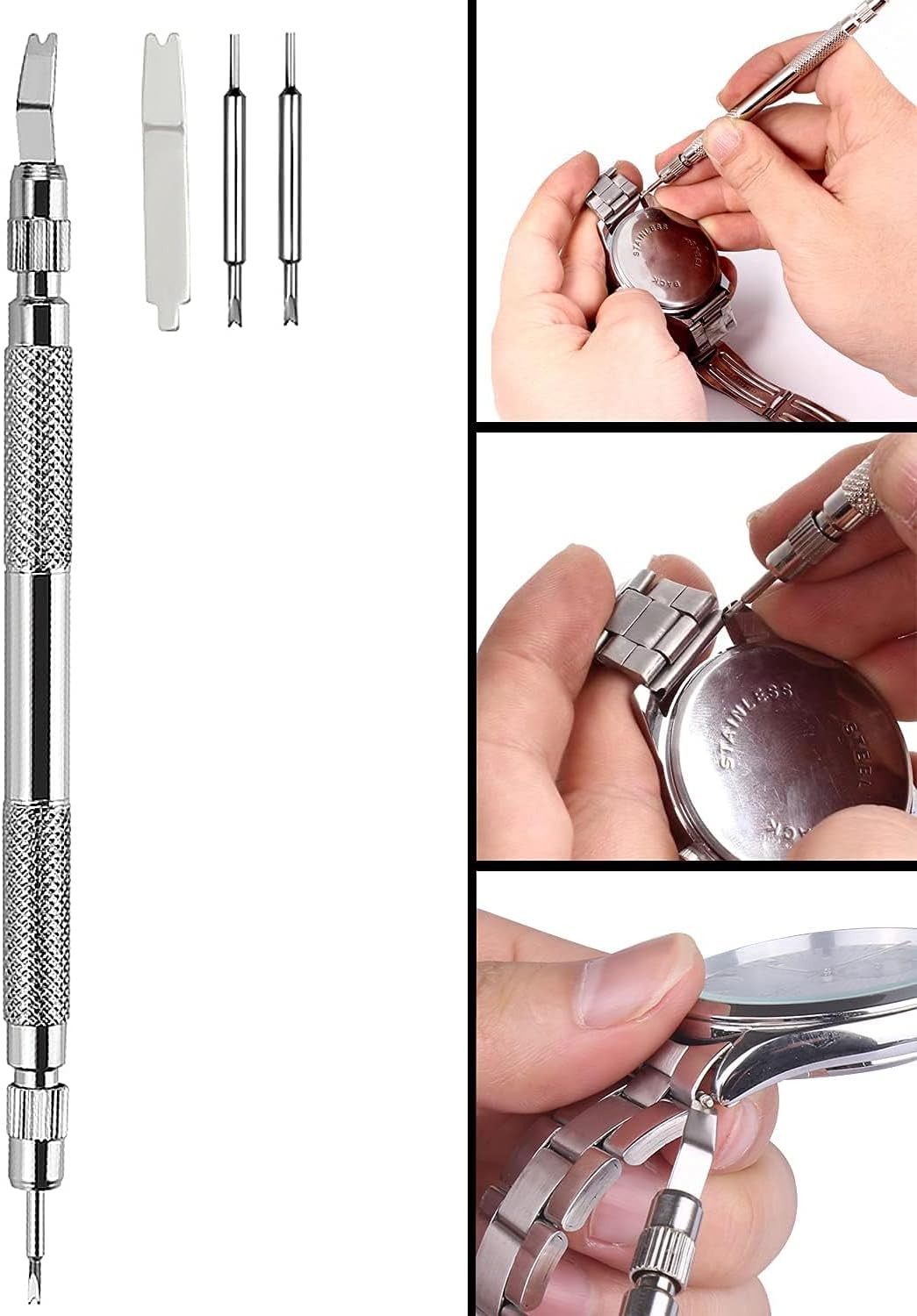 Watch Band Strap Link Pins Remover Repair Tool,24 in 1 Kit with 6 Extra Tips Replacement,20PCS Cotter Pin,Spring Bar Tool Set,1PCS Head Hammer