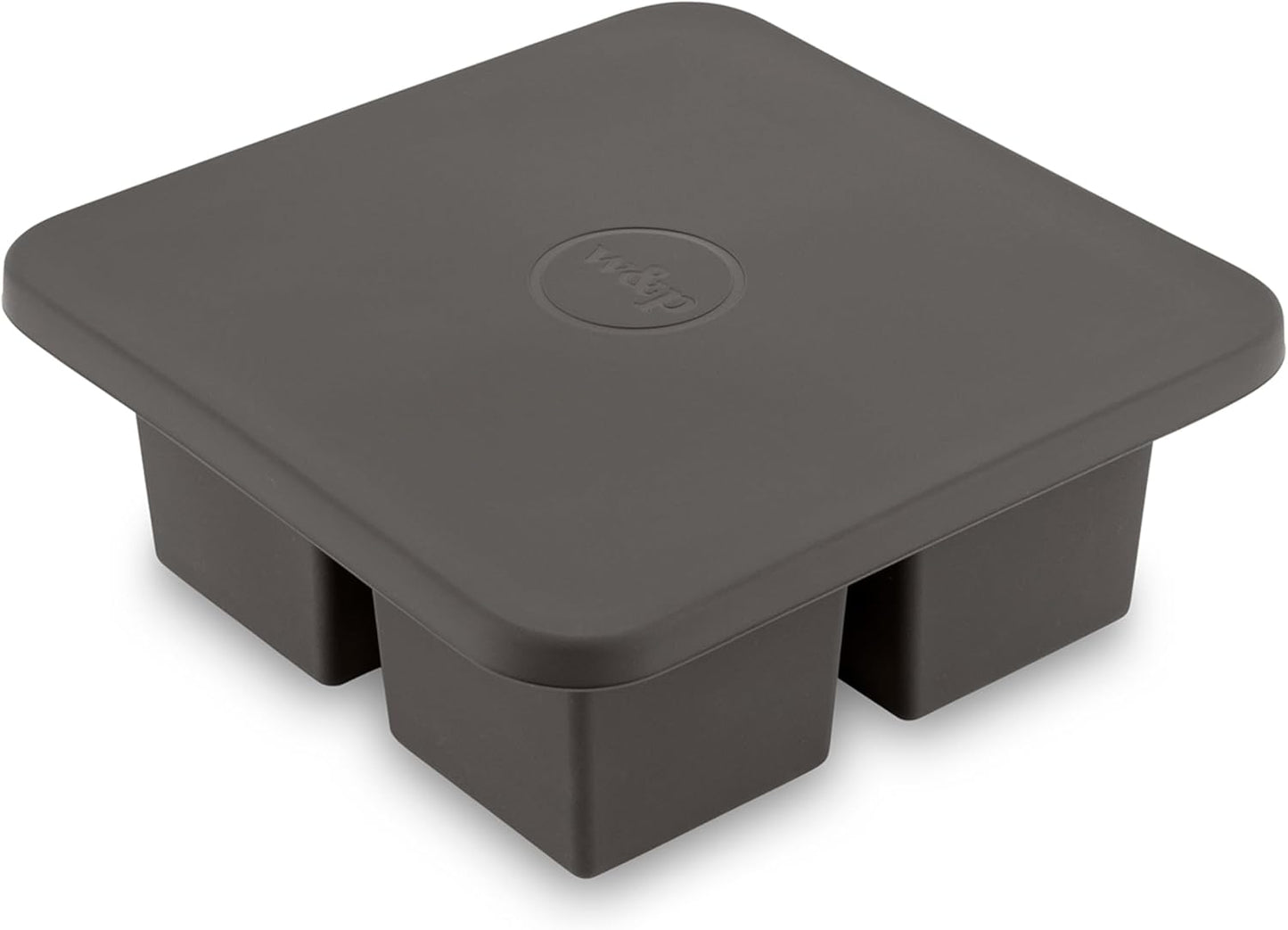 W&P Peak Silicone Extra Large Cube Ice Tray w/ Protective Lid | Charcoal | Easy to Remove Ice Cubes | Food Grade Premium Silicone | Dishwasher Safe, BPA Free