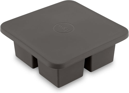 W&P Peak Silicone Extra Large Cube Ice Tray w/ Protective Lid | Charcoal | Easy to Remove Ice Cubes | Food Grade Premium Silicone | Dishwasher Safe, BPA Free