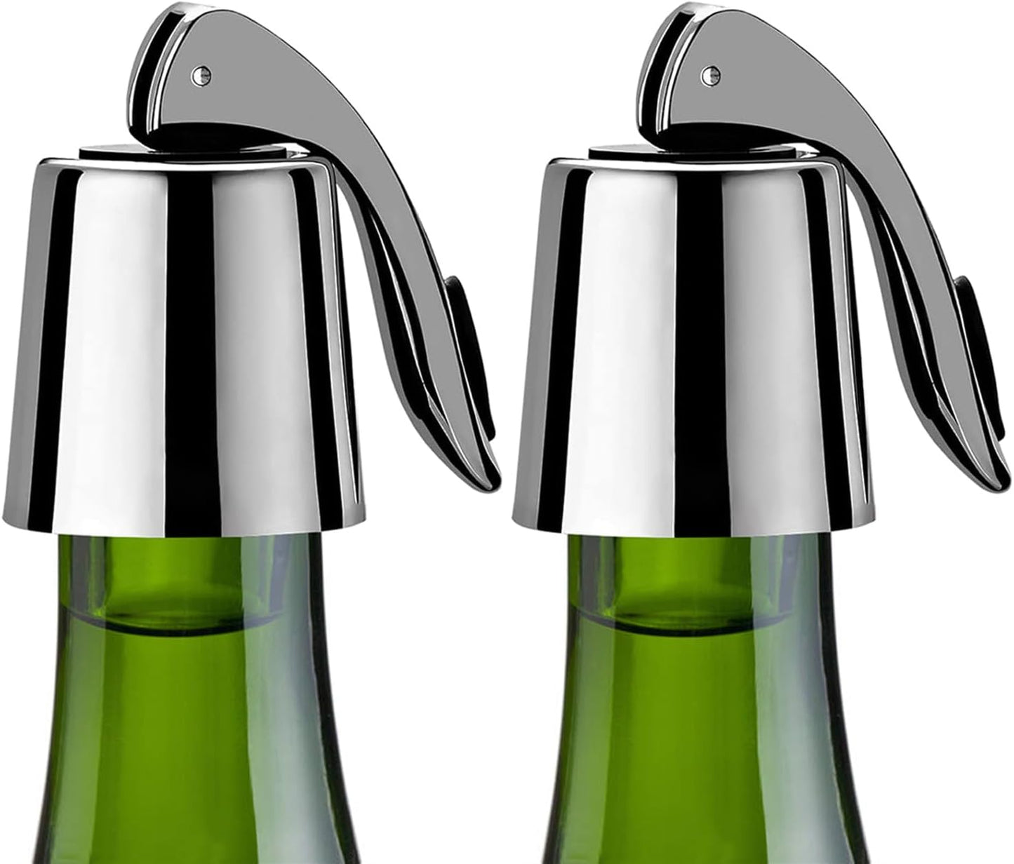 Pafusen Wine Stoppers Set of 2, Stainless Steel Wine Bottle Stopper with Silicone Seal, Reusable Wine Freshness Keep, Wine Saver Wine Bottle Sealer Stopper, Wine Accessories Gift (Polished)