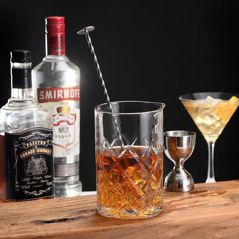 Etens 24oz Crystal Cocktail Mixing Glass | Old Fashioned Mixing Glass Bartender Bar Tool | Heavy Duty 700ml Glass Cocktail Pitcher & Mixing Beaker for Whiskey Drinks, Bar Accessories