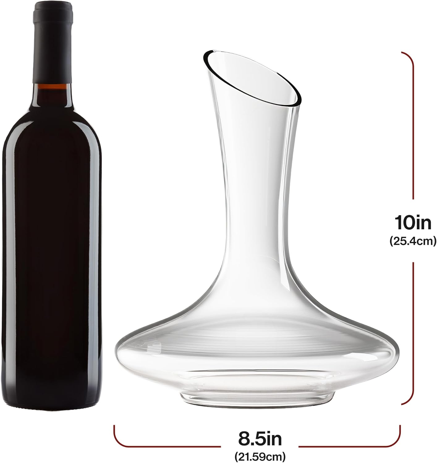 Le Chateau Large Elegant Crystal Wine Decanter with Aerator – 750ml Glass Decanter – Hand-Blown Lead-Free Clear Glass Carafe with Aerator – Hand Held Gifts Red Wine Accessories/for Wine Lovers