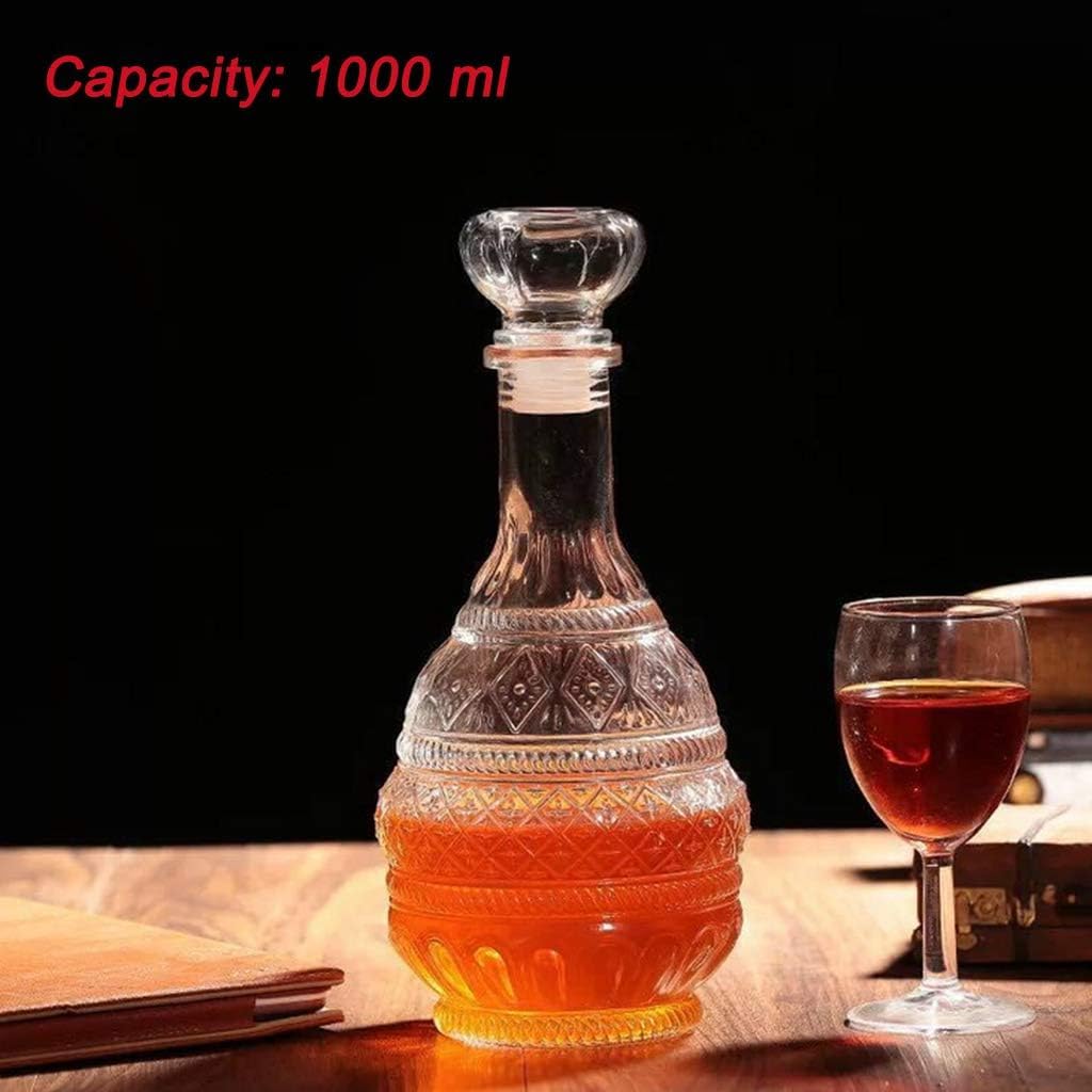 MDLUU Liquor Decanter, Glass Spirits Decanter with Airtight Stopper, Whiskey Vodka Bourbon Decanter Bottle for Gift, Home, Bar, Party Decor, 34oz/1000ml Clear