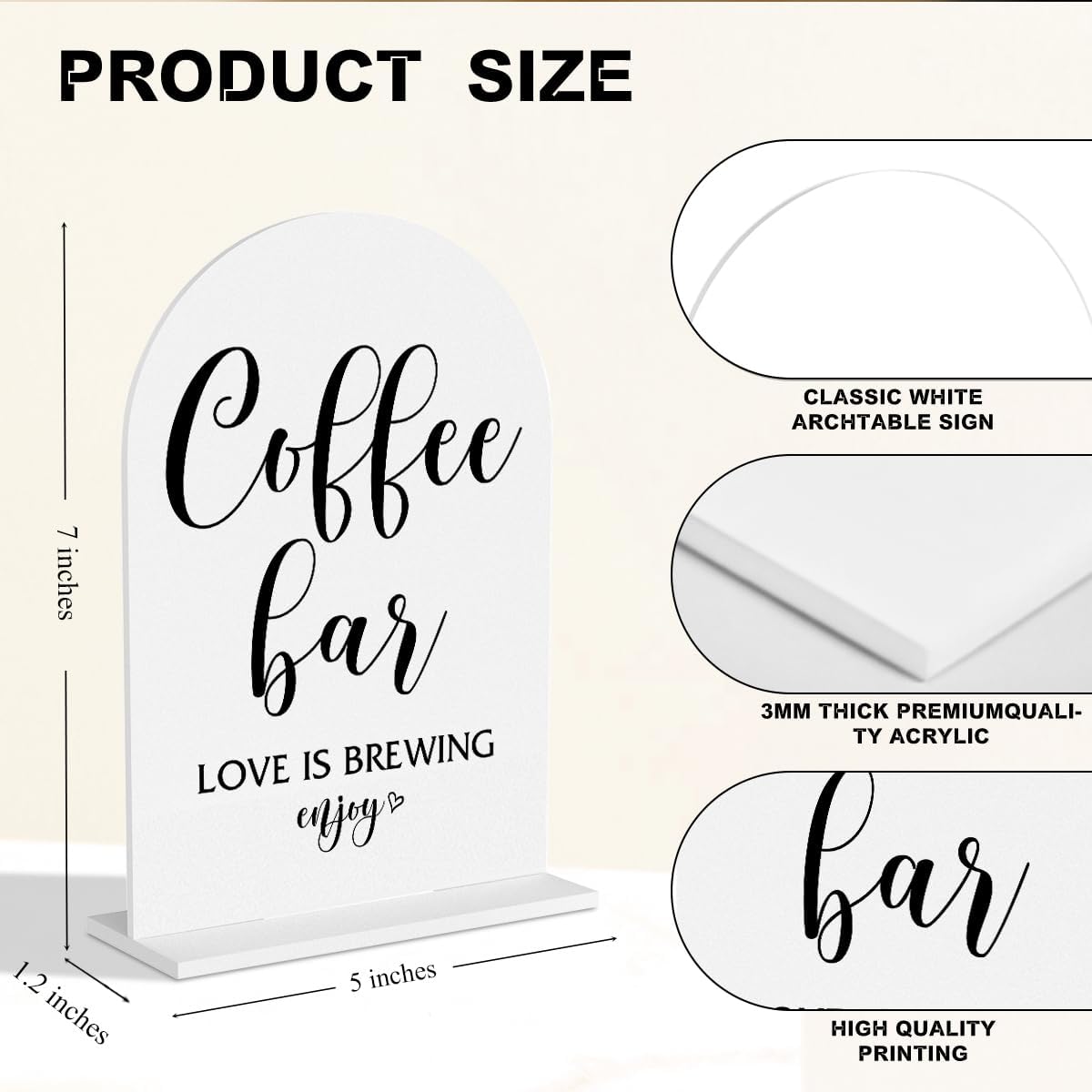 Coffee Bar Sign Love Is Brewing Decorations Modern Minimalist Style Coffee Signs for Hot Cocoa Station Wedding Engagement Bridal Shower Ceremony Reception Event Clear Table Acrylic Decor