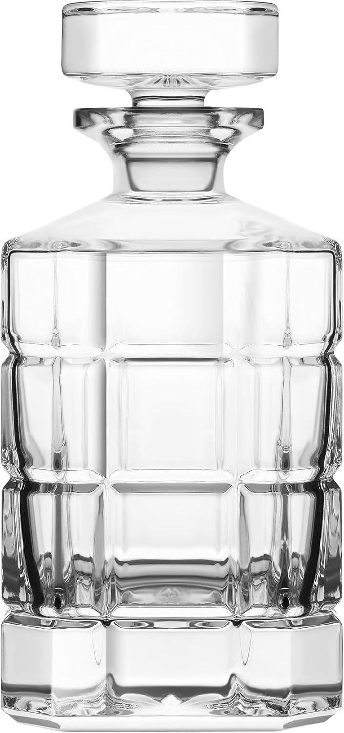 Lily's Home 27 oz Glass Whiskey Decanter with Stopper - Leak-Resistant Design for Bourbon, Scotch & Wine - Home Bar Accessories with Polished Finish