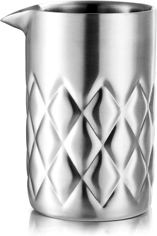 Nicunom Cocktail Mixing Glass, 18 Oz Stainless Steel Martini Stirring Glass, Double Walled Bar Mixing Pitcher, Cocktail Beaker, Seamless Glass Shaker With Weighted Bottom, Mixing Glass for Bartenders