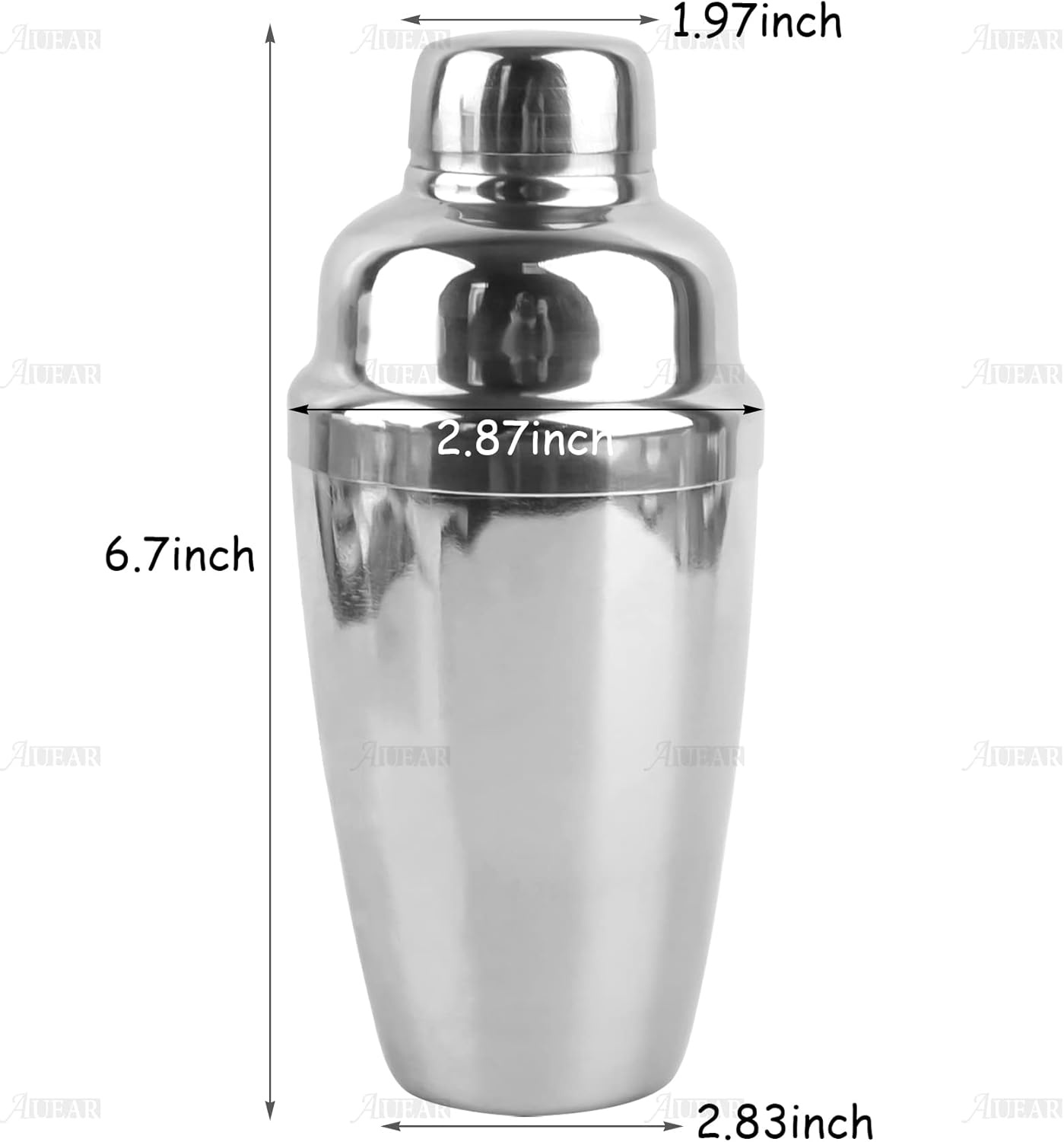 AUEAR, 12 oz/350ml Stainless Steel Cocktail Shaker Bottle Martini Drink with Built-in Strainer for Home Bar