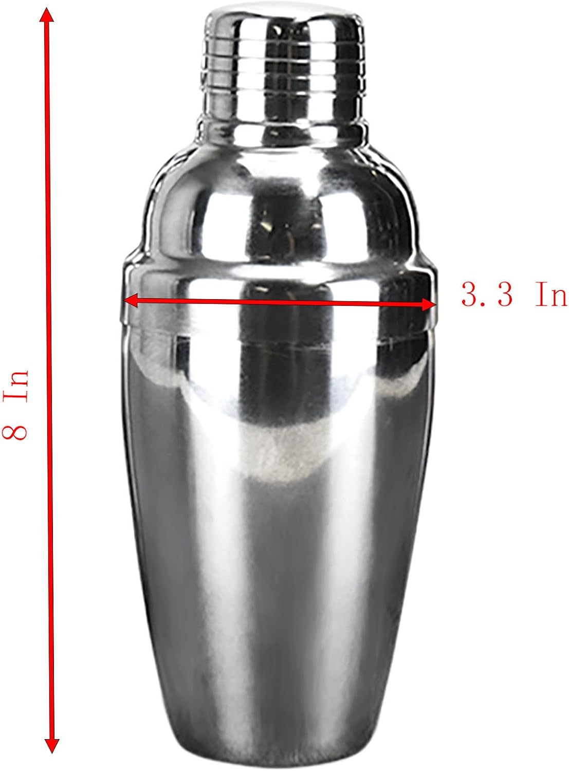 18.6 Oz Cocktail Shaker, 7.6 In x 3.1 In Stainless Steel Drink Shaker with Built-In Strainer for Martini, Bar and Margarita Mixed Tools (18.6 oz)