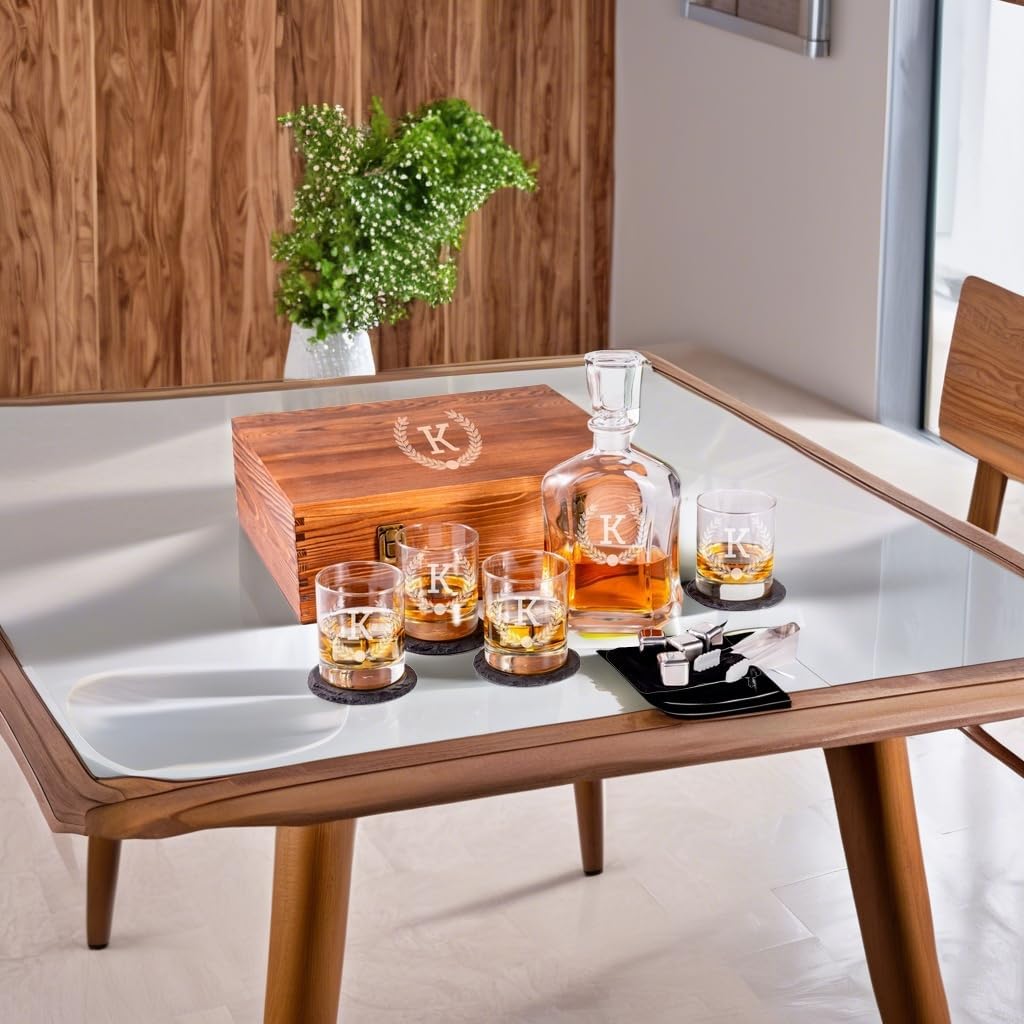 Personalized Whiskey Decanter Set, Whiskey Decanter Sets for Men, Customized Gifts for Men, Whisky Decanter Sets, Bourbon Decanter Set, Engraved Custom Scotch Glasses Liquor Lovers for Christmas