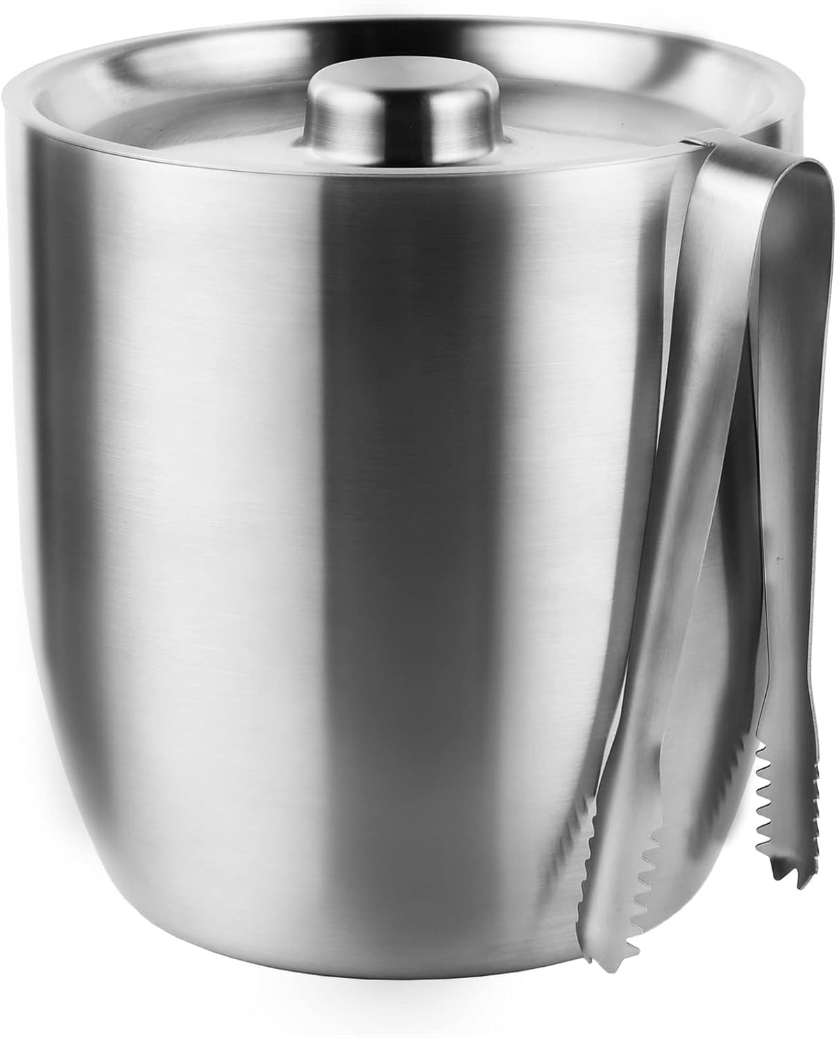 Tiken 3L Double-Wall Vacuum Insulated Ice Bucket with Lid & Tong Stainless Steel Champagne Buckets for Cocktail Bar, Parties & Outdoor - Silver