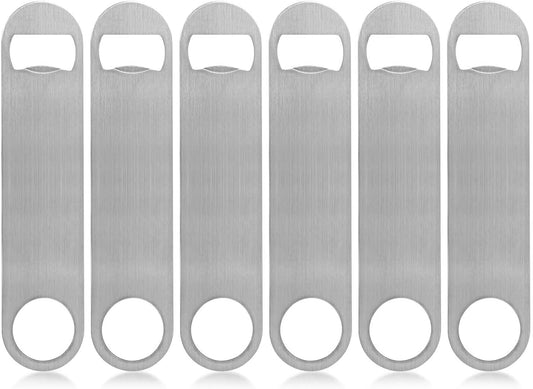 KISEER Heavy Duty Stainless Steel Flat Bottle Opener, 6 Pack Beer Bottle Opener for Kitchen, Bar or Restaurant