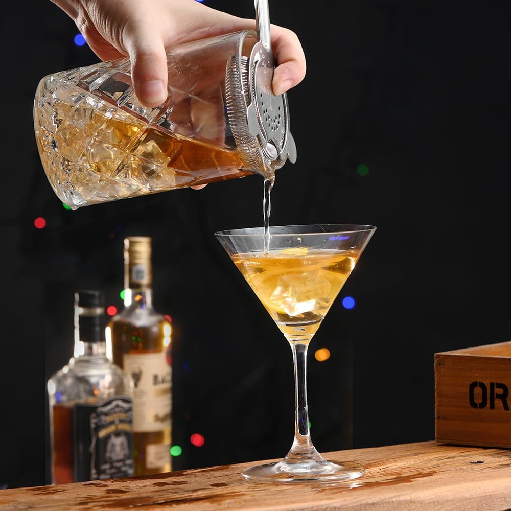 Etens 24oz Crystal Cocktail Mixing Glass | Old Fashioned Mixing Glass Bartender Bar Tool | Heavy Duty 700ml Glass Cocktail Pitcher & Mixing Beaker for Whiskey Drinks, Bar Accessories