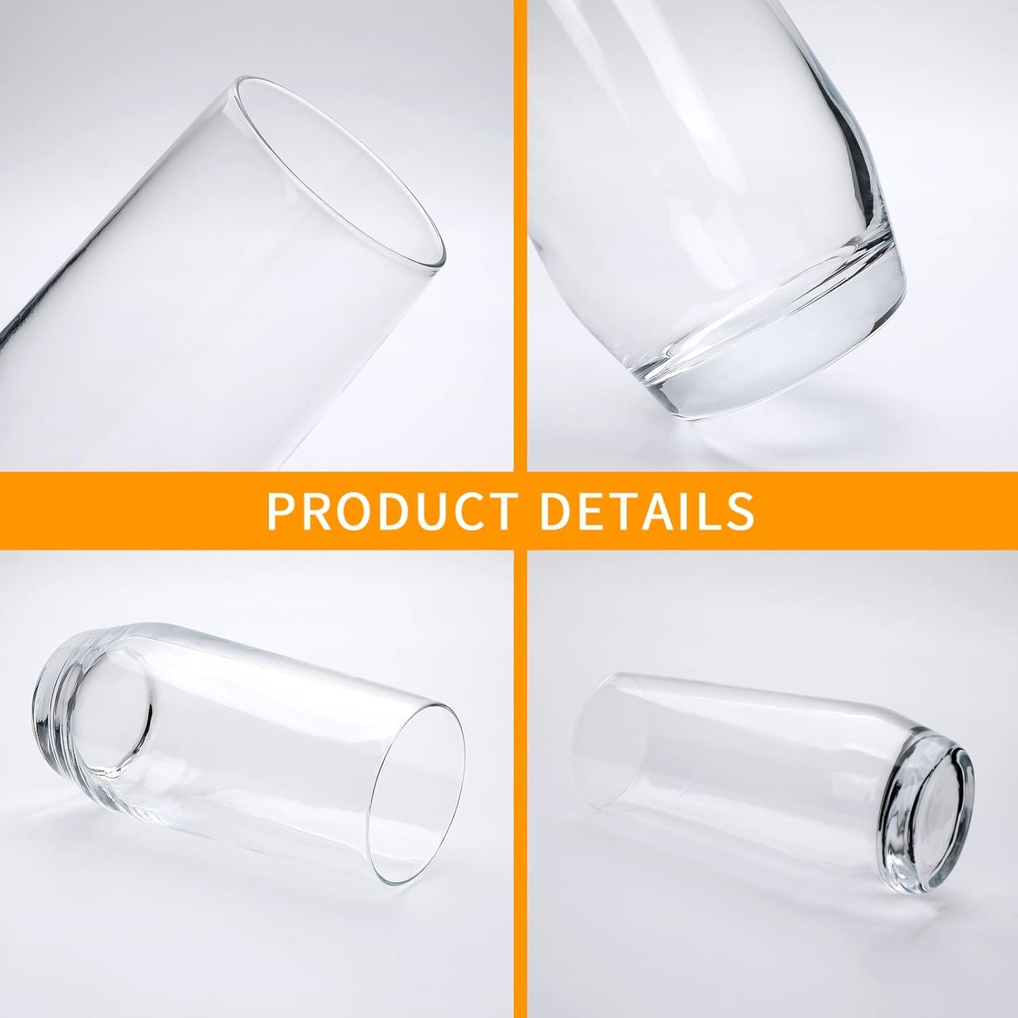18oz Drinking Glasses, Highball Glasses Set of 12,Sutiable for Glasses for Wine, Iced Tea Glasses,Mojito Kit,Cocktails, Drinks, Office, Parties, Weddings and Gifts