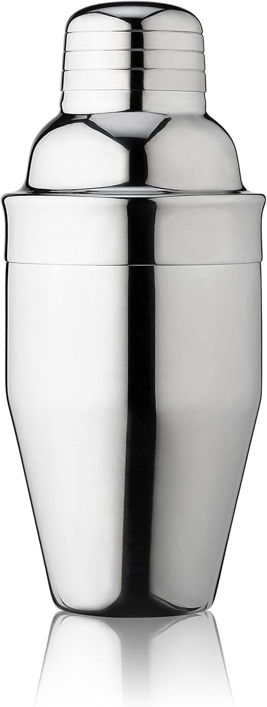 True Contour Cocktail Shaker, 18 oz Stainless Steel Cobbler Shaker With Cap And Strainer - Drink Shakers for Cocktails and Liquor