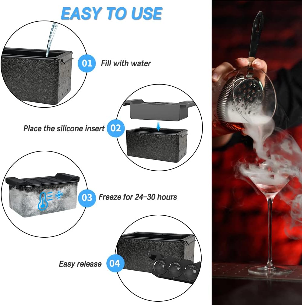 TINANA Clear Ice Ball Maker, Crystal Clear Ice Sphere Maker prepare 8 Large Round Ice Balls, 2 Inch Ice Cubes for Cocktail, Whiskey & Bourbon Drinks, Gifts for Men