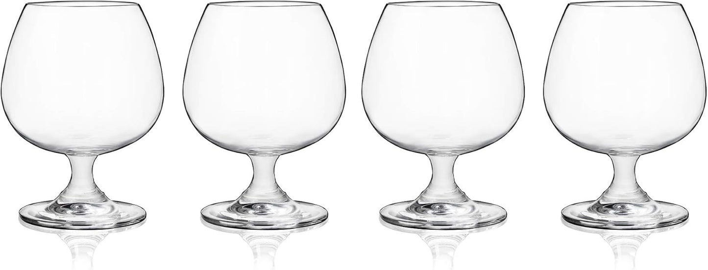 True Brandy Bourbon Whiskey Cognac Scotch Drinking Glasses, Superb Lead-Free Crystal Snifter Glass for Cocktail Party Dishwasher Safe, 14 oz, Set of 4