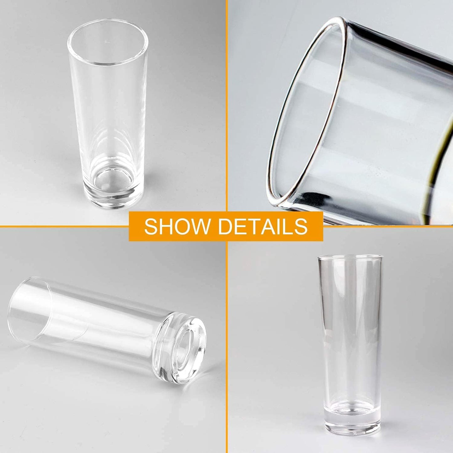 QAPPDA Glass Drinking Glasses 10 oz, Clear Highball Cocktail Glasses - Set of 12 with Heavy Base for Beverages, Juice, Cocktails
