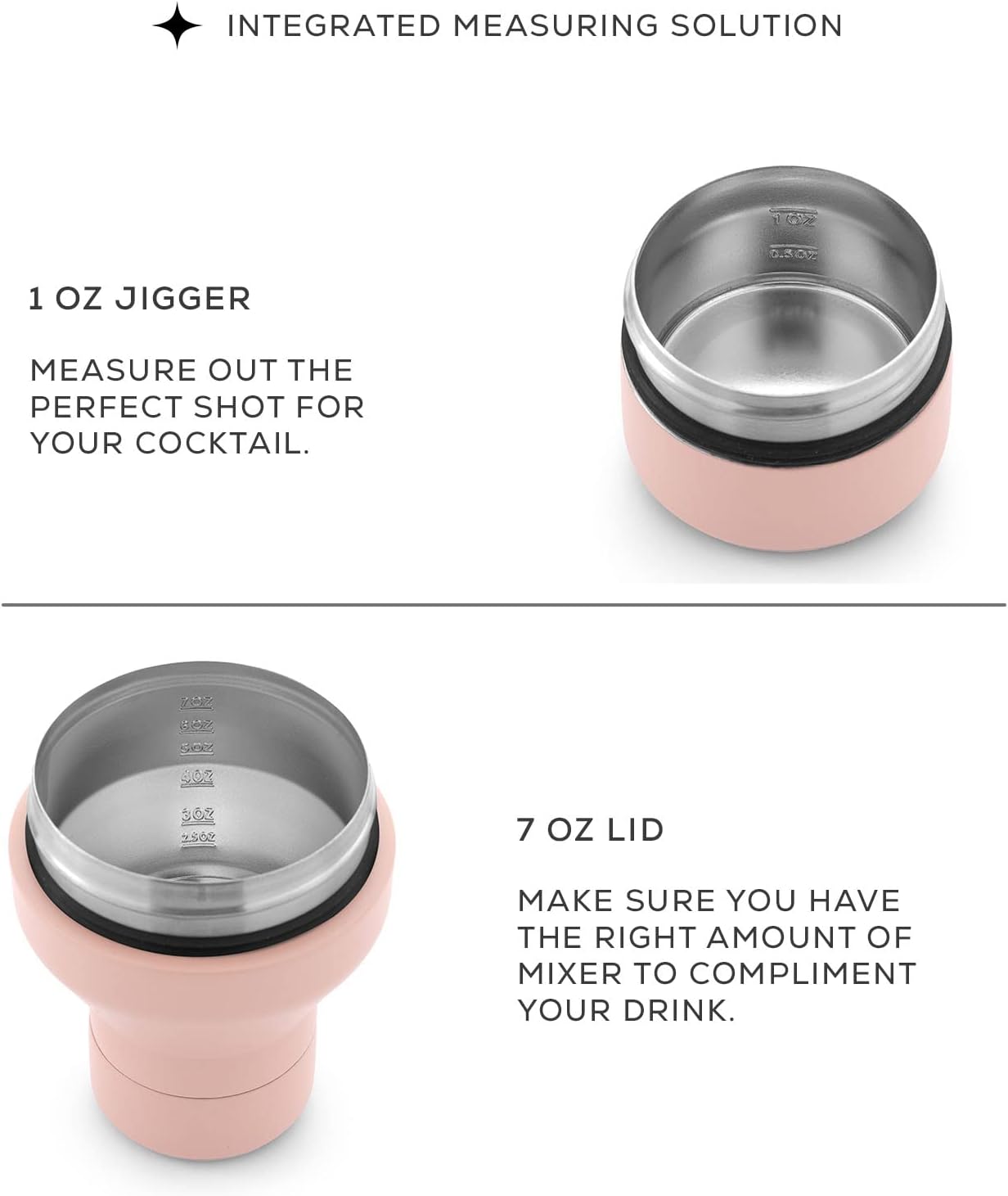 JoyJolt Triple Insulated Cocktail/Protein Shaker Bottle. 20oz Shaker Cup with Alcohol Measure Lid and Jigger Cap. 12hr Ice Cold Bottle for Protein Mixes, Shake or Smoothie, Metal Mixer