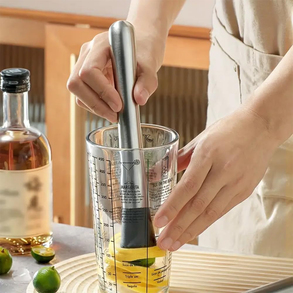 10 Inch Stainless Steel Muddler for Cocktails, Long Handle Durable Material, Bar Tool for Making Mojito and Fruit Drinks