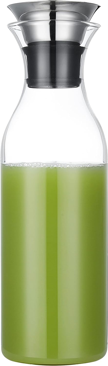 Karafu 50 Ounces/1.5 Liter Glass Carafe with Lid, Borosilicate Glass Pitcher for Hot/Cold Water, Ice Tea and Juice Beverage