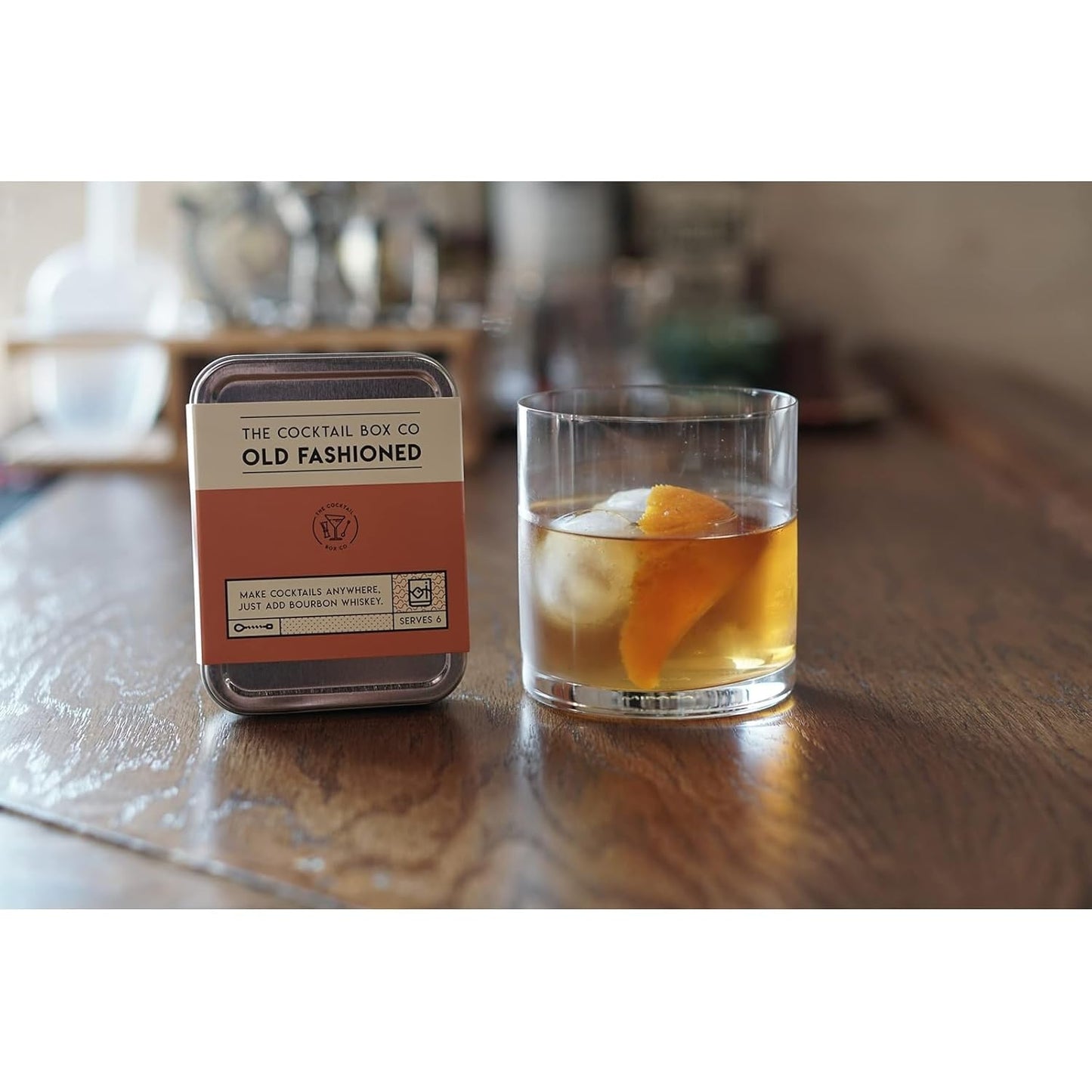 The Cocktail Box Co. Old Fashioned Cocktail Kit - Compact Plane Cocktail Kit for Travel - Includes Bitters & Old Fashioned Cubes - Standard Packaging