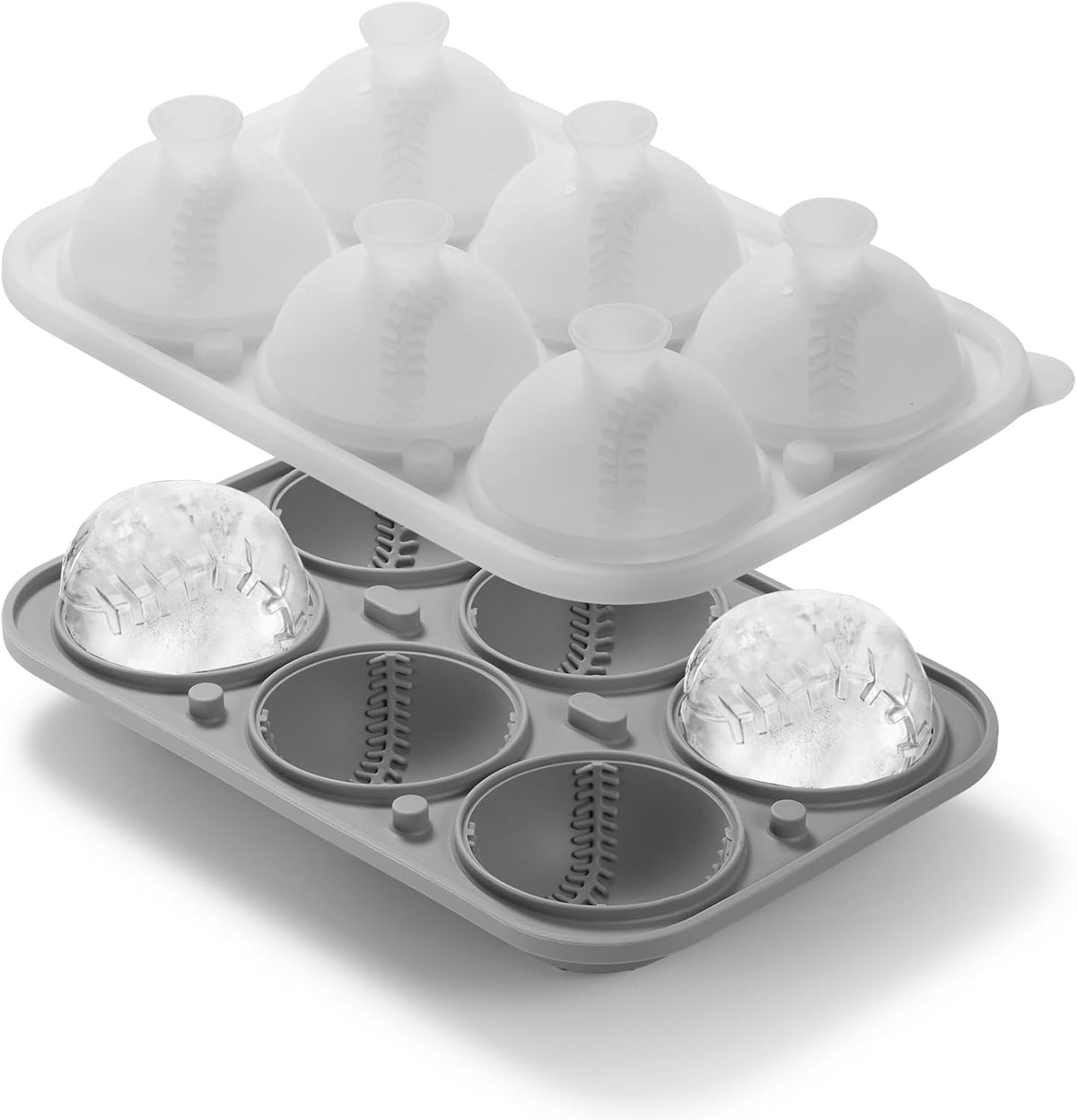 Nax Caki 3D Baseball Ice Cube Tray, Large Baseball Silicone Fun Shapes Whiskey Ice Mold with Funnel for Cocktails, Bourbon,Brandy, Whiskey Gifts for Men - Baseball