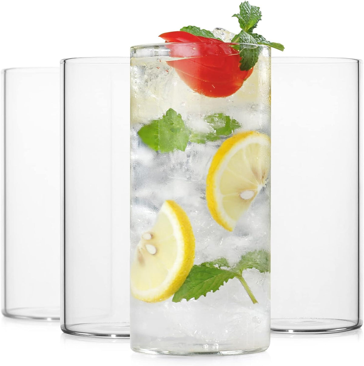 LUXU Drinking Glasses 19 oz, 4 pcThin Highball Glass,Clear Tall Beer Glass - 13 OZ highball glass
