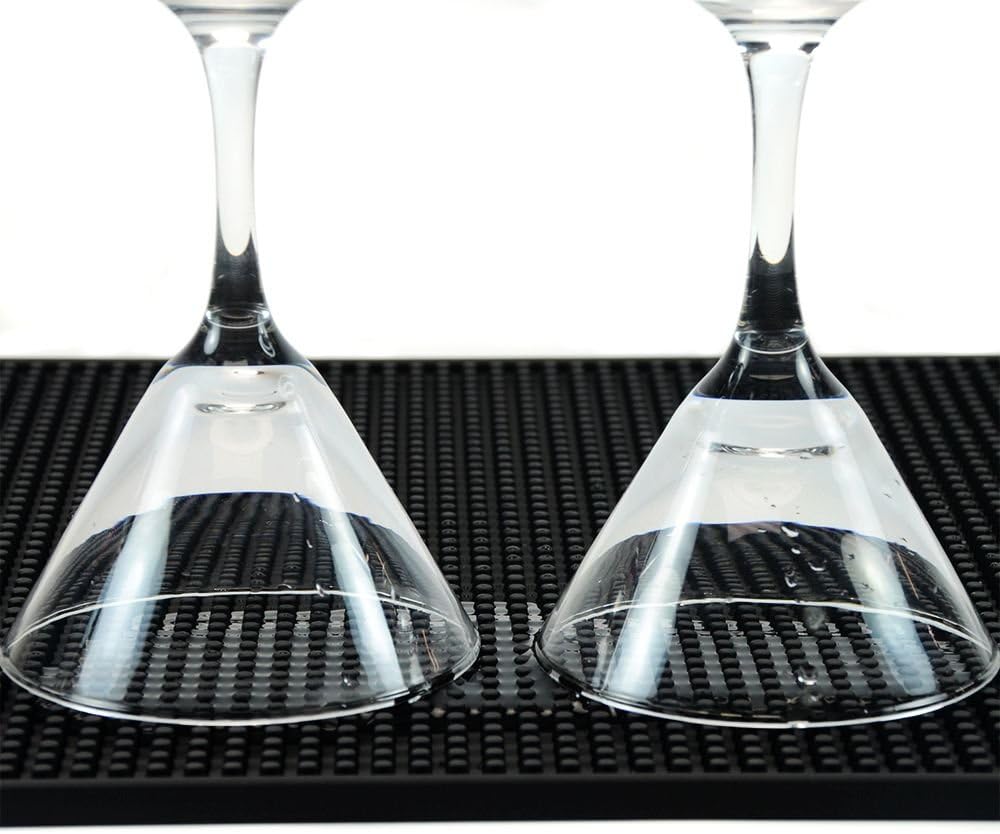 BARsics PVC Bar Service Mat for Cocktail Bartender 18x12 inches (Black)