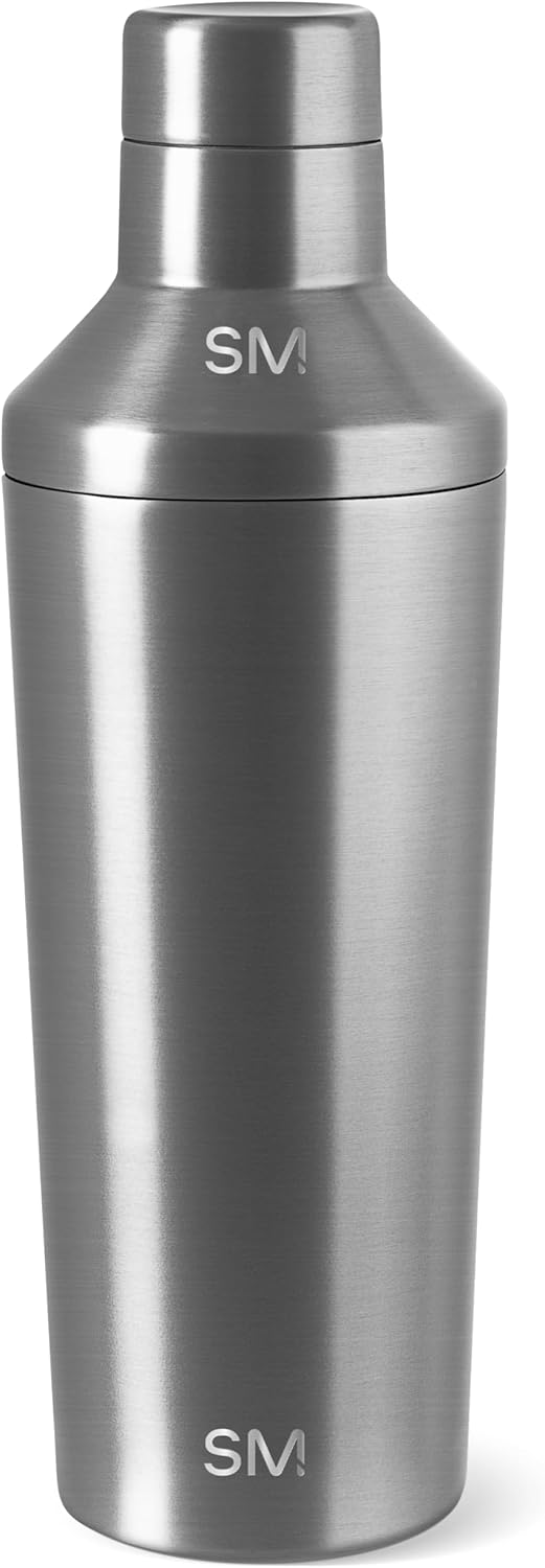 Simple Modern Cocktail Shaker Set with Jigger Lid | Stainless Steel Boston Shaker Insulated Martini Mixer for Mocktails | Gifts for Men Women Him Her | Classic Collection | 20oz | Simple Stainless - -Simple Stainless