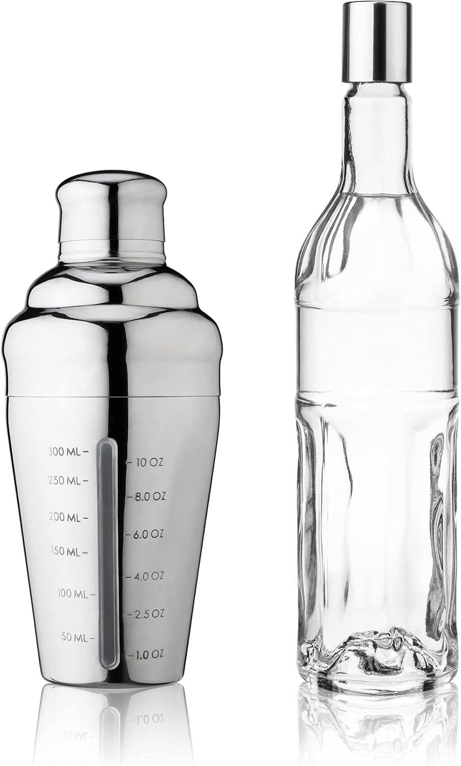 True Vista Stainless Steel Cocktail Shaker with Measurements for Cold Brew Cocktails, Whiskey Sour, Espresso Martini Shaker, Home Bar Essentials, Bar Cart Accessories, Bartender Gifts, 14oz, Set of 1
